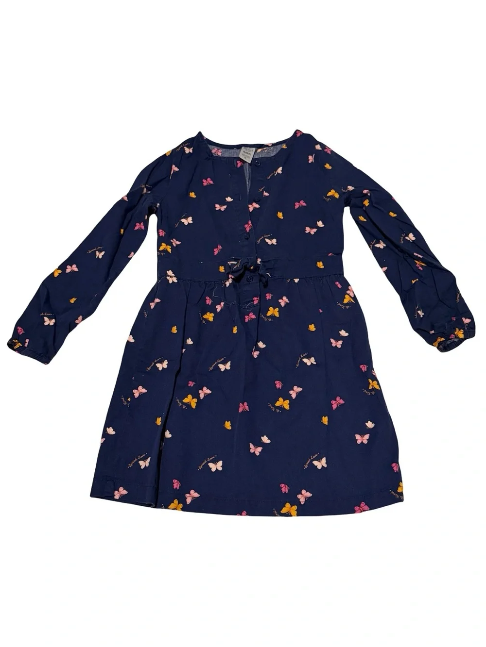 Carter’s Girls Size 8 Navy Butterfly Print Long Sleeve Dress Casual Playwear